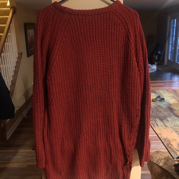 Super Comfy Poof! Red Knitted Sweater Dress - Picture 4 of 5